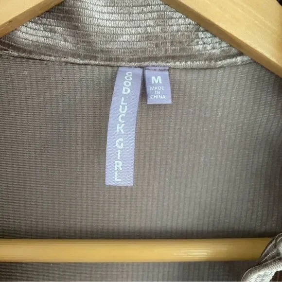 Good Luck Girl Kid’s Rib Velour Polo Bodysuit In Mauve NWOT Medium - Picture 4 of 8